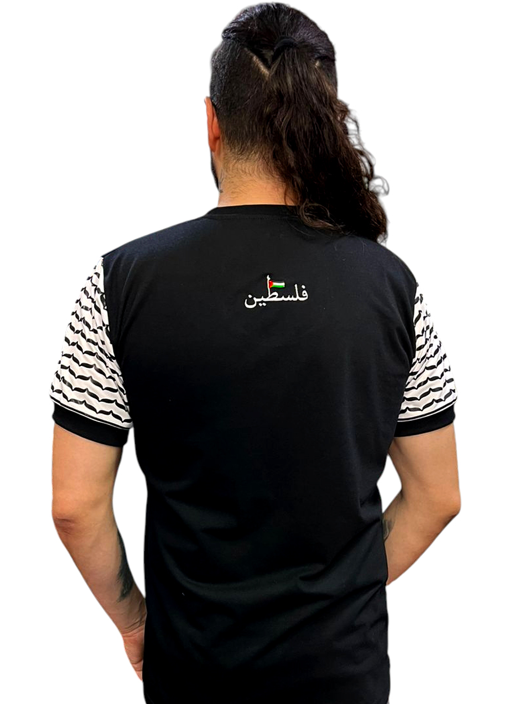 Polera Palestina Bordada – Diseño Kuffiyeh con Mapa y Bordado en Árabe 2