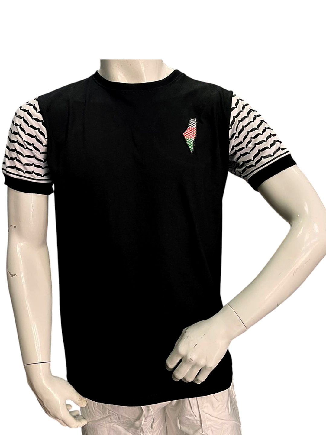 Polera Palestina Bordada – Diseño Kuffiyeh con Mapa y Bordado en Árabe 4