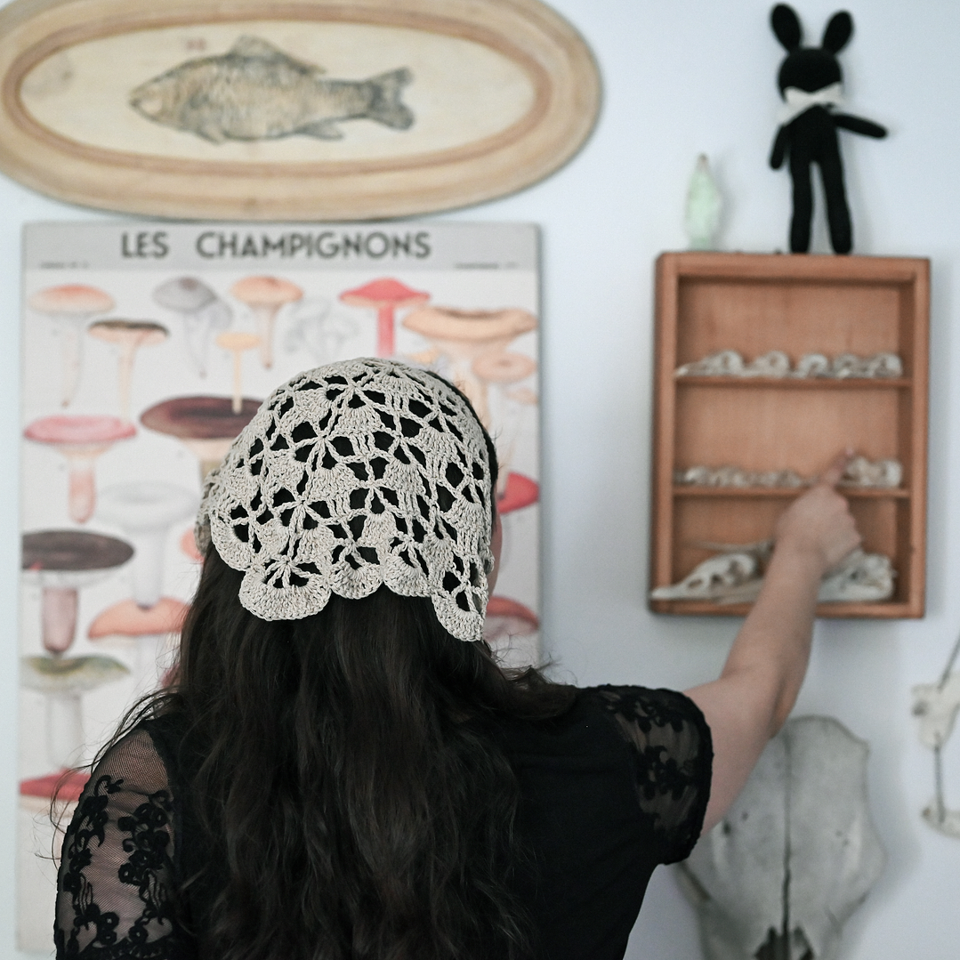 Bandana Lace Crochet Crudo  2