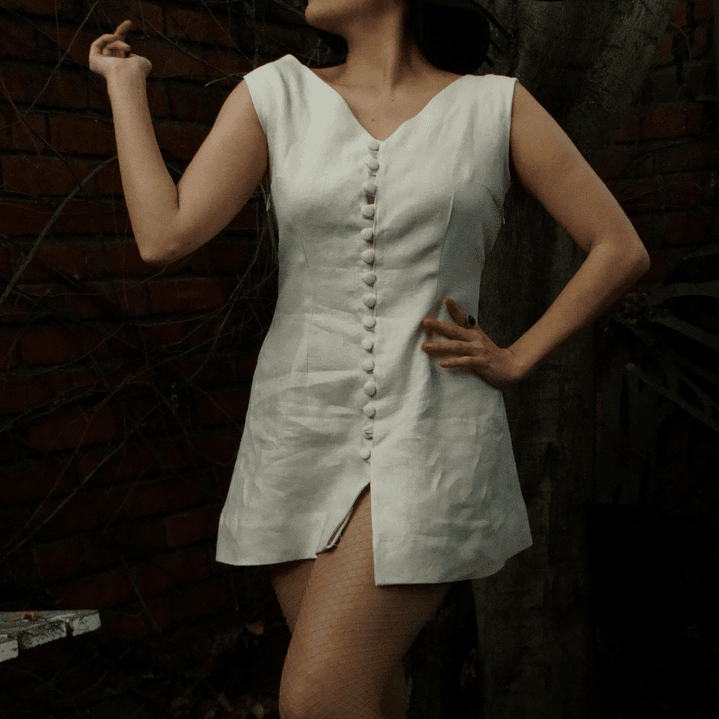 Vestido de Lino color Crudo 4