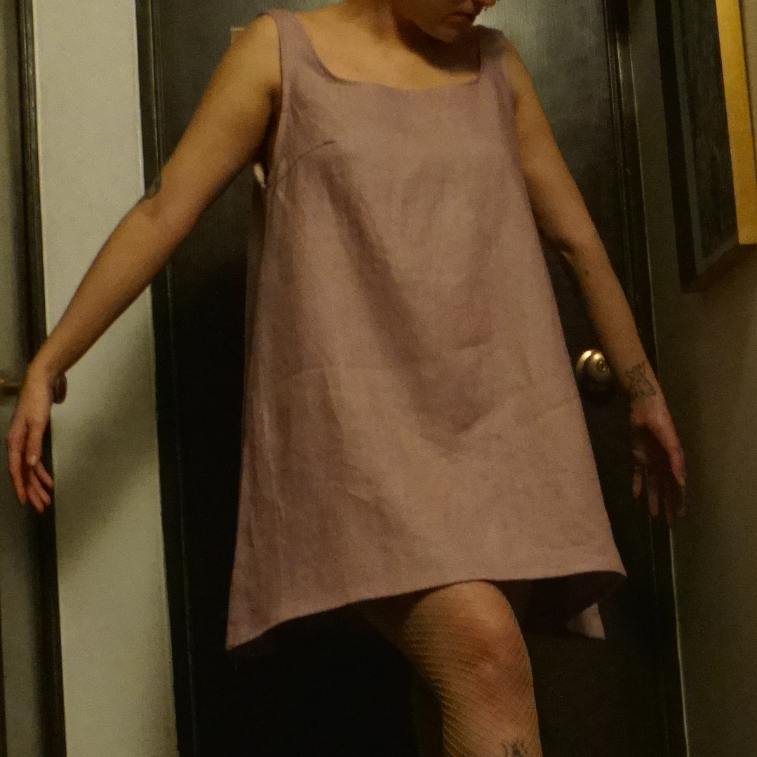 Vestido de Lino color Palo Rosa 1