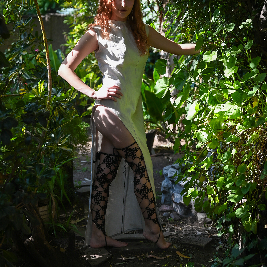 Vestido de Lino Blanco Marfil  3