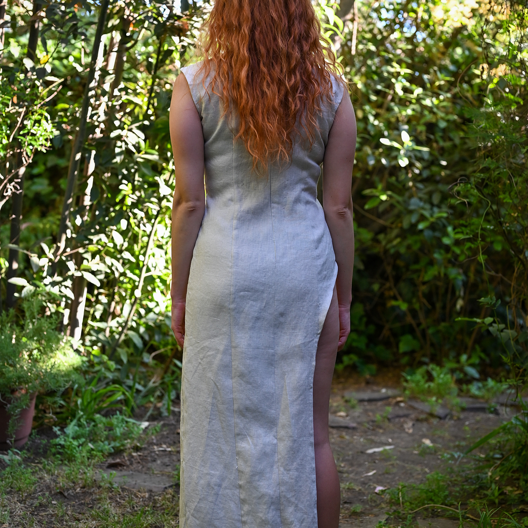 Vestido de Lino Blanco Marfil  2