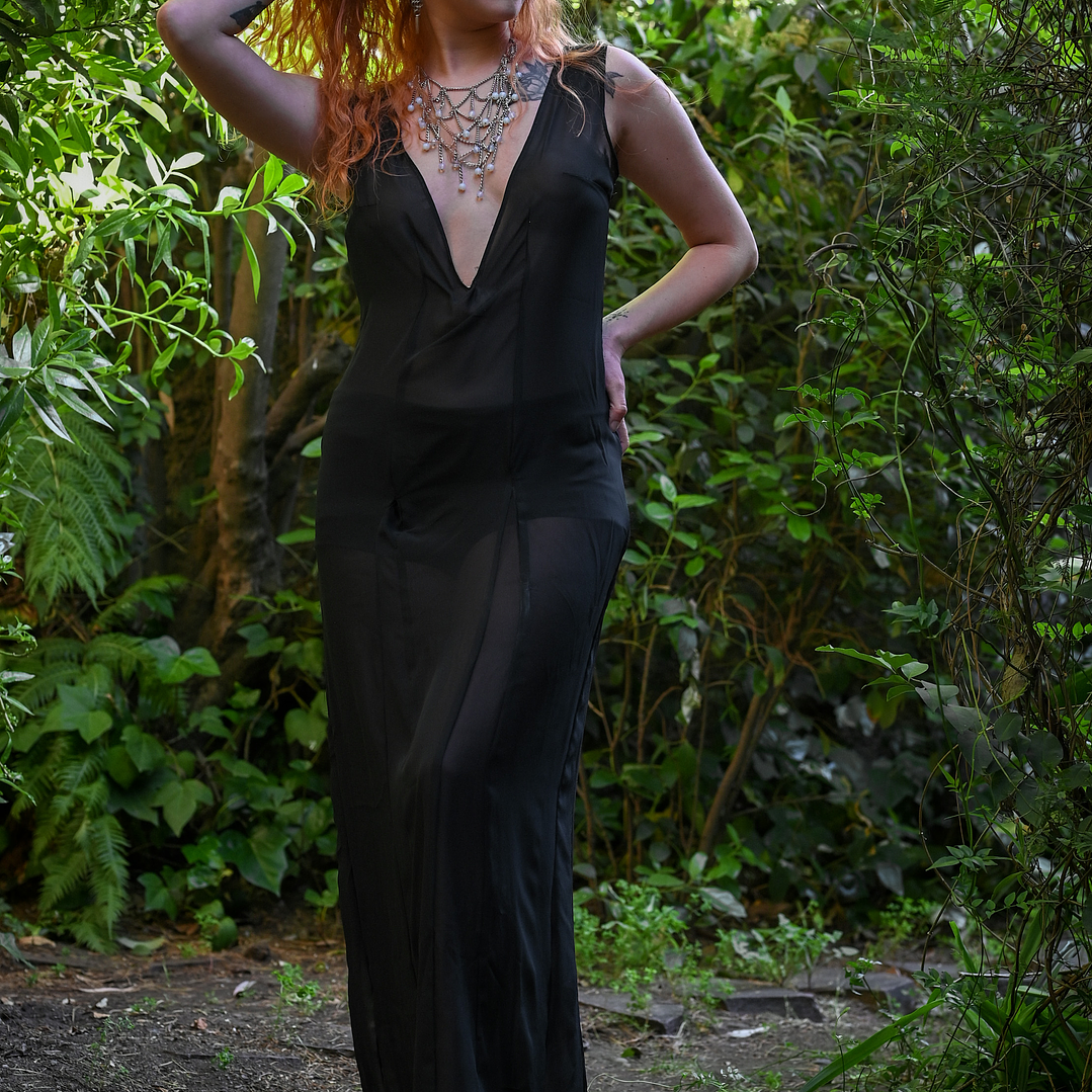 Vestido Gasa Negro  3