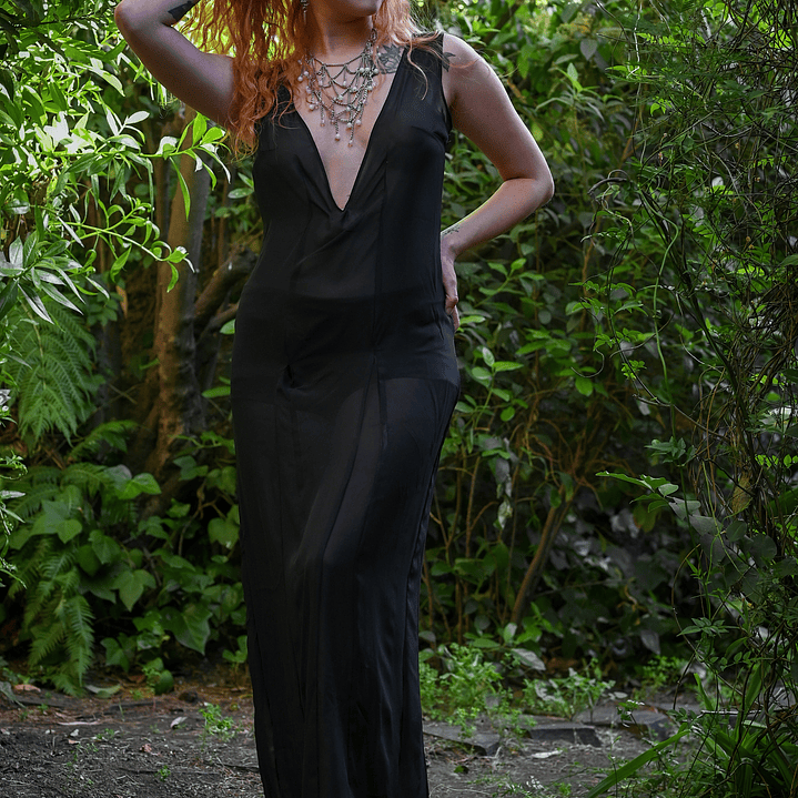 Vestido Gasa Negro  3