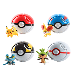 Pokemon Set 4 Pokeballs + 4 Pokemon
