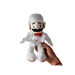 Mario Bros Peluche Mario Traje Blanco 28 cm