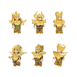 Caballeros de zodiaco Set 6 Figuras Doradas Legocompatibles (Modelo 2)