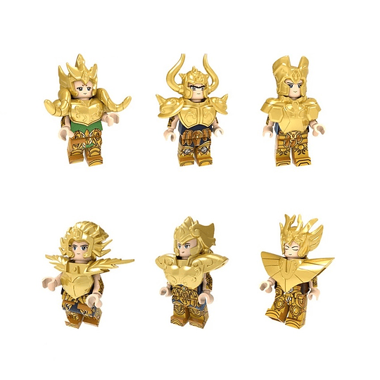 Caballeros de zodiaco Set 6 Figuras Doradas Legocompatibles (Modelo 2)