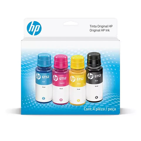 Pack 4 botella de tinta HP GT53/GT52 B/C/M/Y 