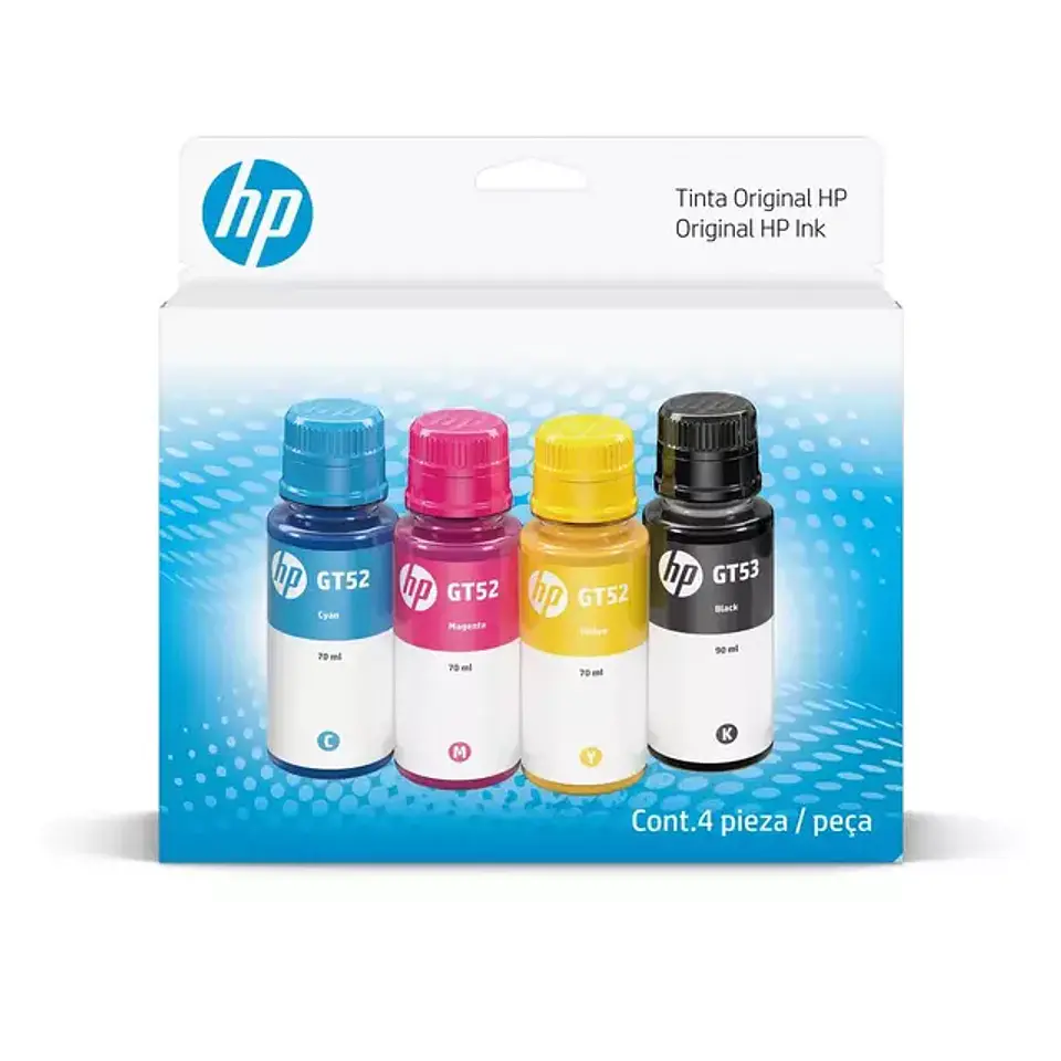 Pack 4 botella de tinta HP GT53/GT52 B/C/M/Y  1