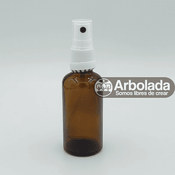 Botella Vidrio 100ml Ambar Spray blanco