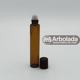 Roll on vidrio ambar 10ml tapa negra 