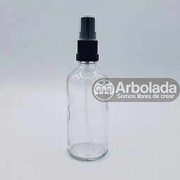 Botella Vidrio 100ml Transparente Spray negro