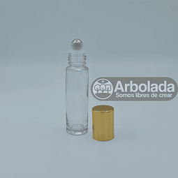 Roll on 10ml vidrio transparente tapa dorada