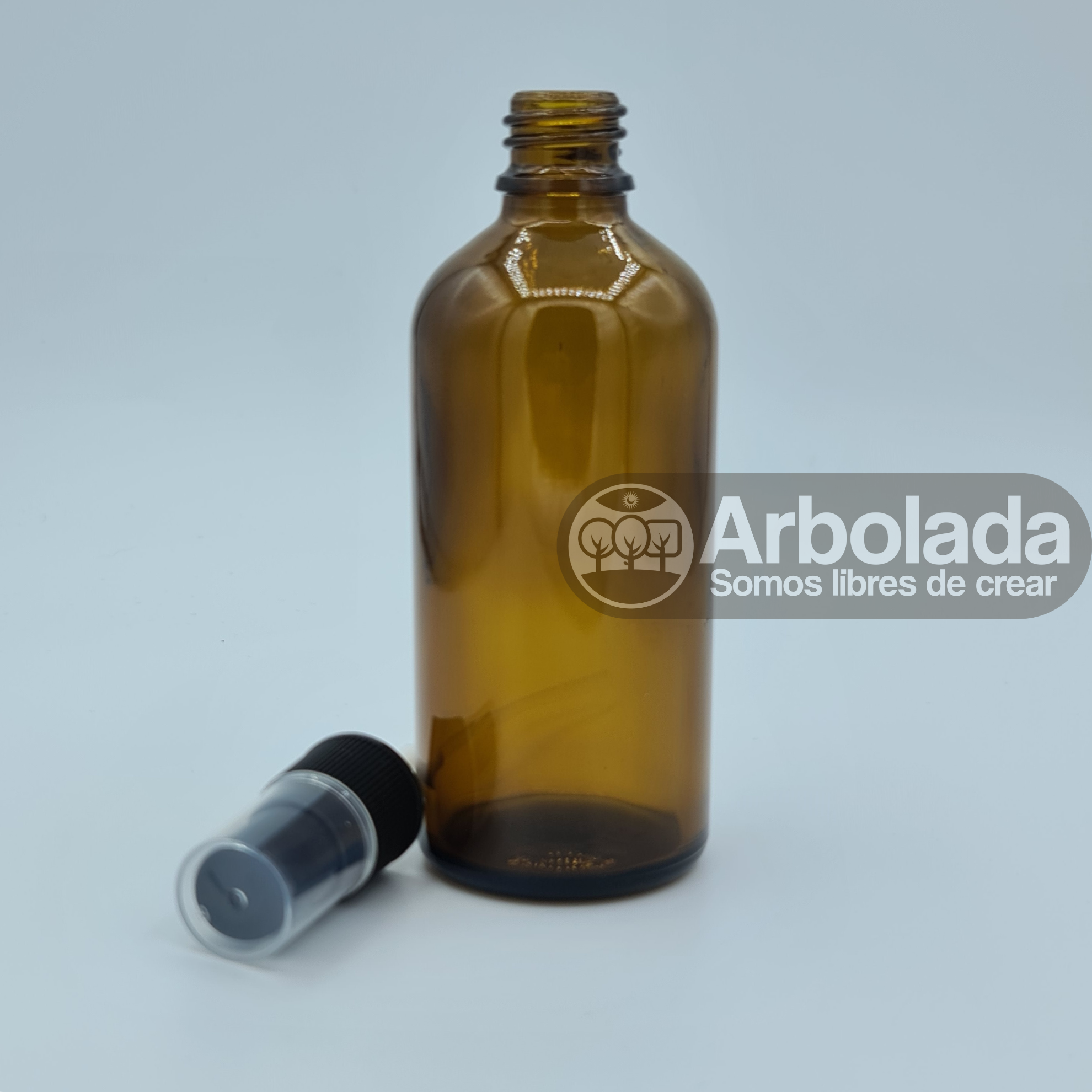Botella Vidrio 100ml Ámbar Spray negro