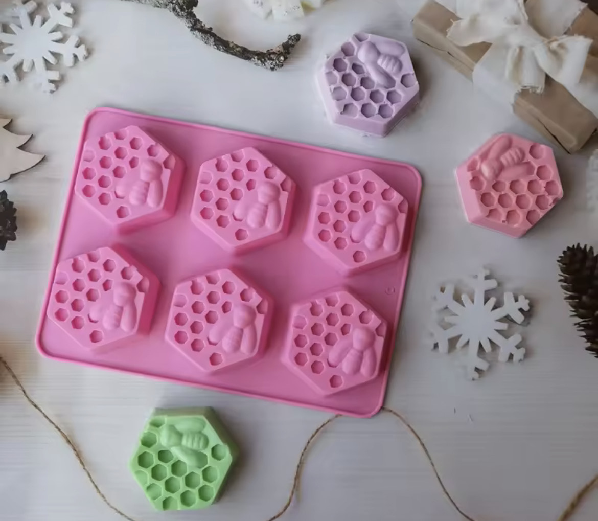 Molde de panal y abejas hexagonal 