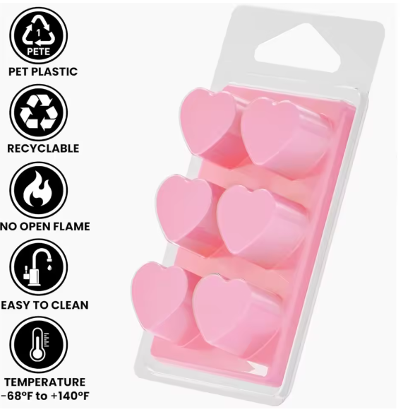 Molde Wax Melt, corazón 6 cavidades