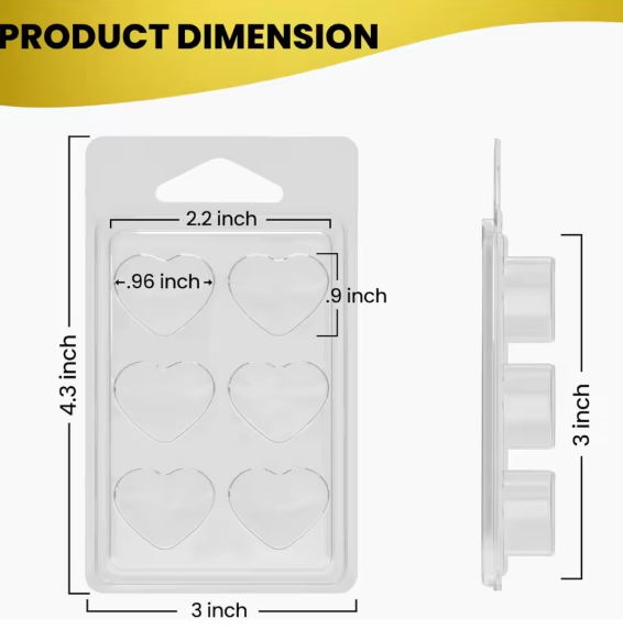 Molde Wax Melt, corazón 6 cavidades