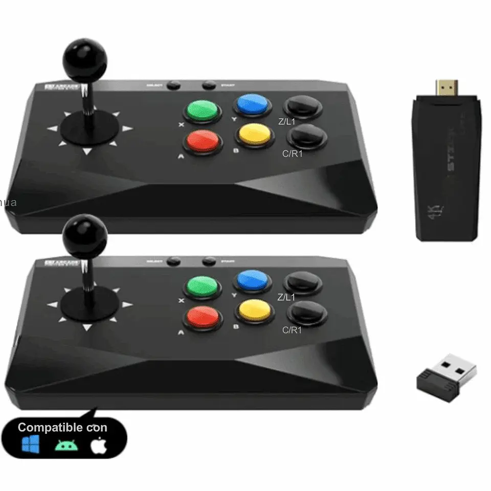 Game Stick 4k Lite + 2 Arcade Fighting Stick Inalambricos 1