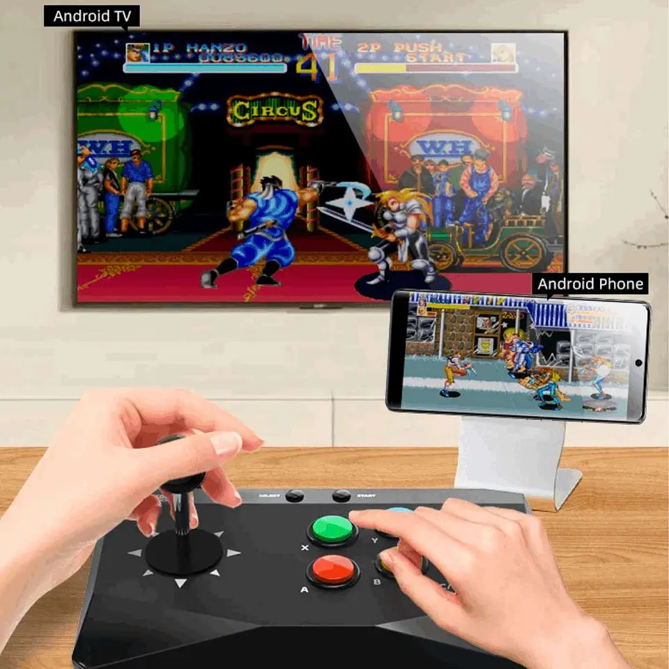Game Stick 4k Lite + 2 Arcade Fighting Stick Inalambricos 2