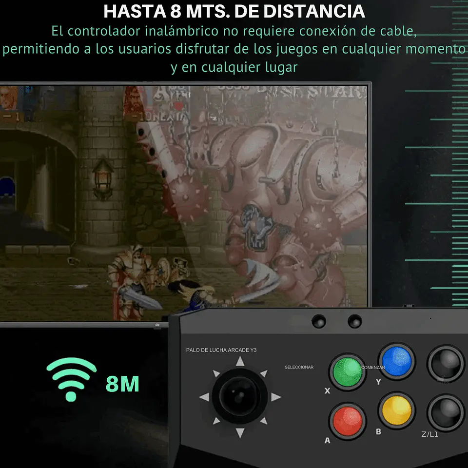 Game Stick 4k Lite + 2 Arcade Fighting Stick Inalambricos 5