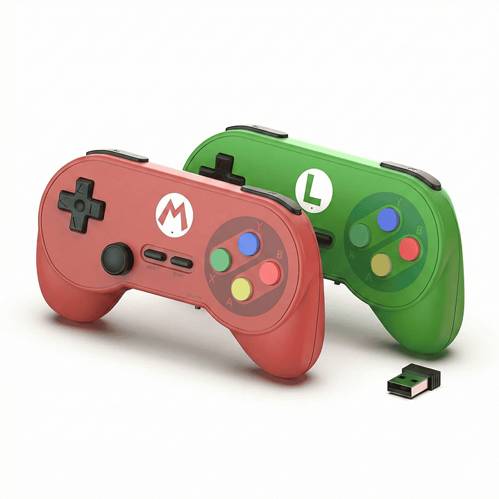 Pack Duo SNES Wireless Pro: Controles Retro 2.4GHz sin Lag para Emuladores 1