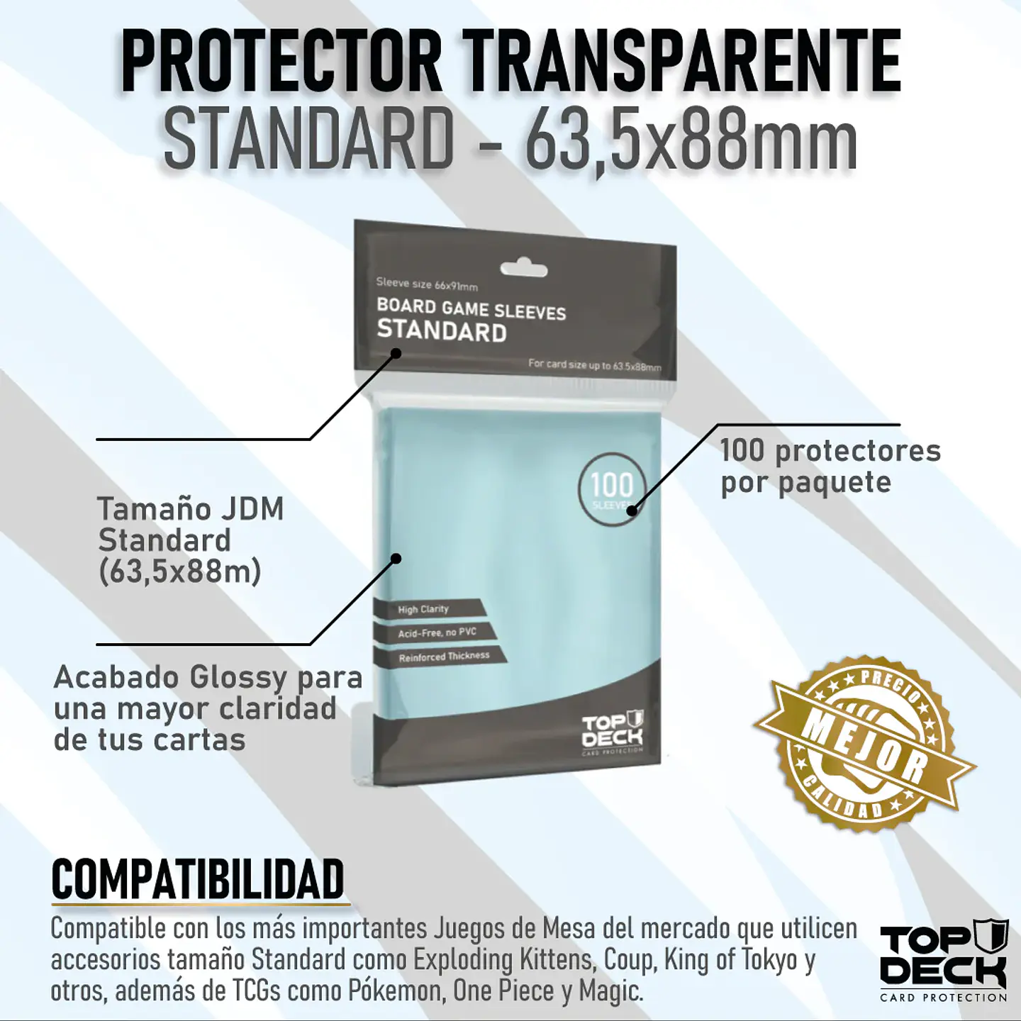 Protectores Transparentes - Standard 66x91 [100un] TOP DECK 1
