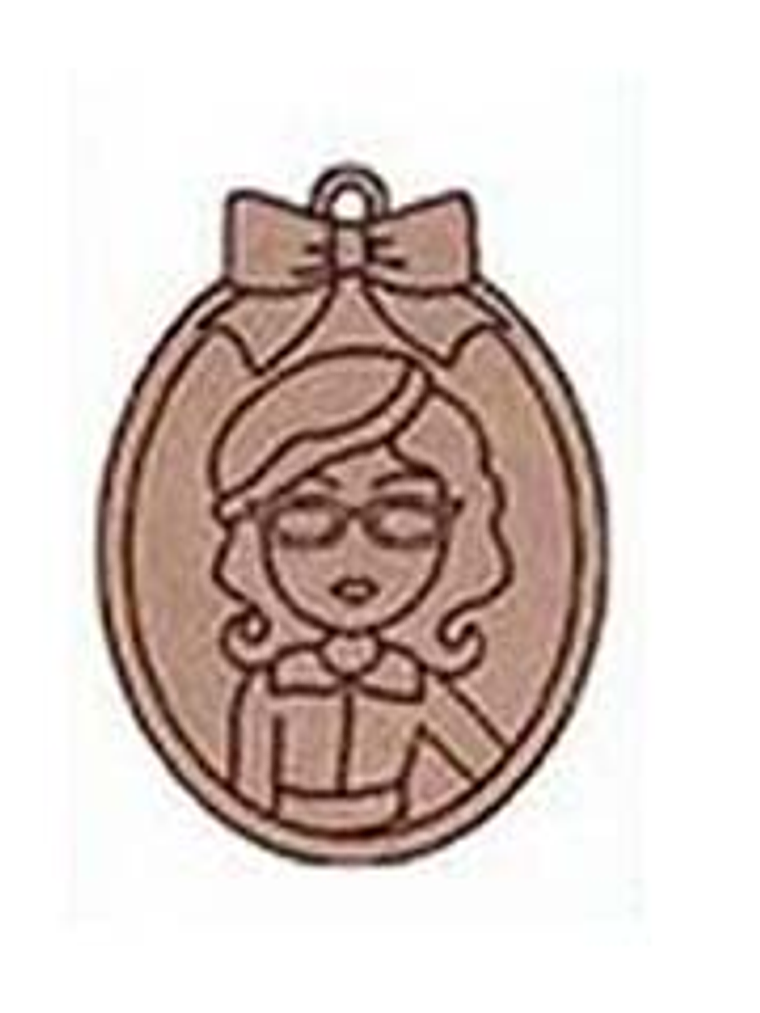 Silueta Ovalada Lazo Mujer con Gafas 1