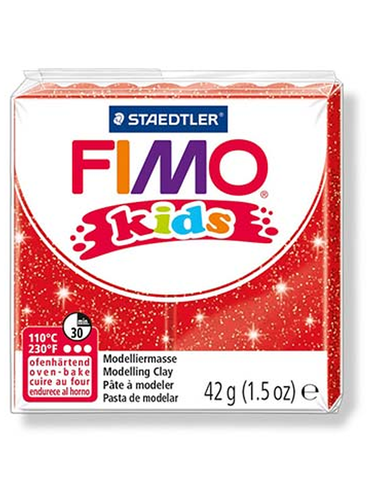 Fimo Kids 42gr - Rojo Purpurina (nº 212) 1