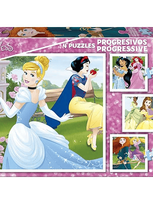 Conjunto de 4 Puzzles Progressivos - Princesas