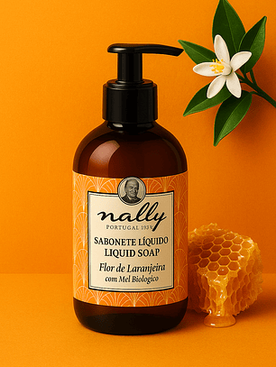 Sabonete Líquido Nally® 500 ml – Flor de Laranjeira & Mel Biológico