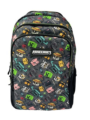 Mochila Escolar Minecraft Pixel 🎮💚 – Grande Capacidade & Adaptável a Carro