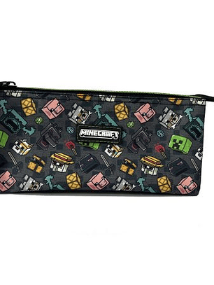 Estojo Triple Minecraft Pixel 🎮💚 – Resistente & Espaçoso