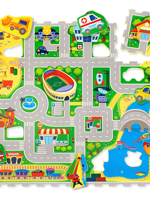 Tapete de Espuma EVA Cidade 🏙️ – 16 Peças, 120x120 cm