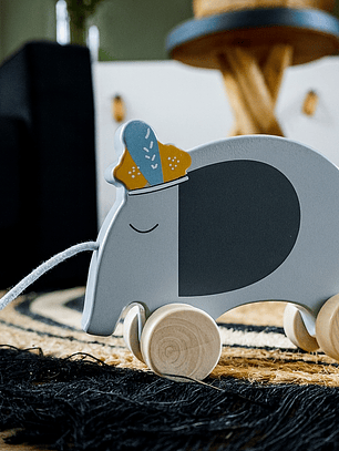 Elefante de Arrasto em Madeira Tryco – Verde