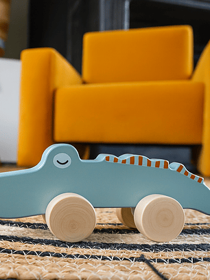 Elefante de Arrasto em Madeira Tryco Verde – Brinquedo Pull-Along