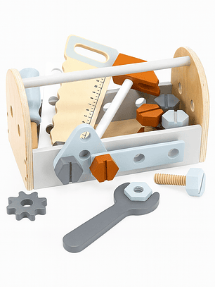 Caixa de Ferramentas em Madeira Tryco – Kit com Porcas e Parafusos