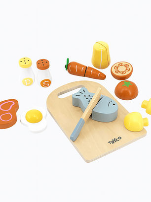 Tábua de Cortar em Madeira com Alimentos – Play Food Tryco
