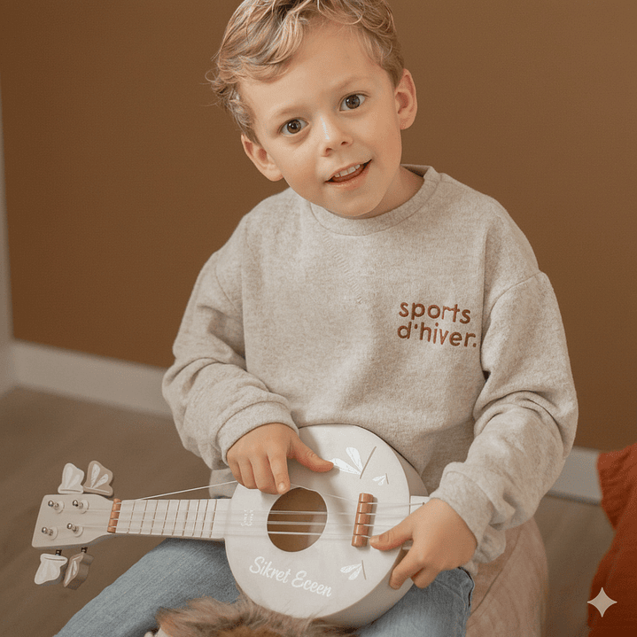 Banjo de Madeira Infantil Label Label – Bege (afinável) 3
