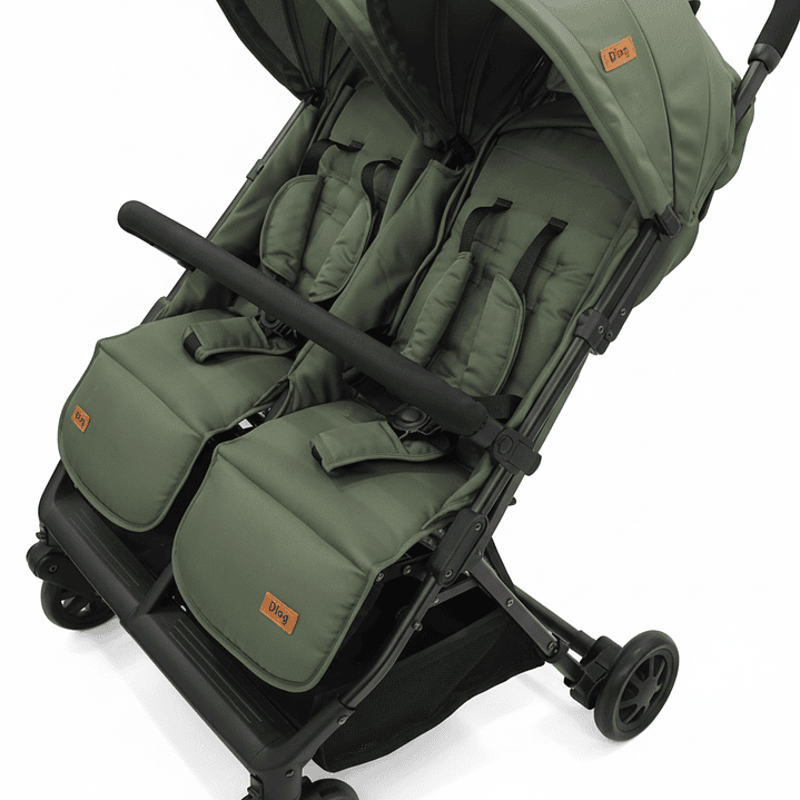 Carrinho Duplo Mellizo 0-3 Anos – Preto / Verde / Camel 7