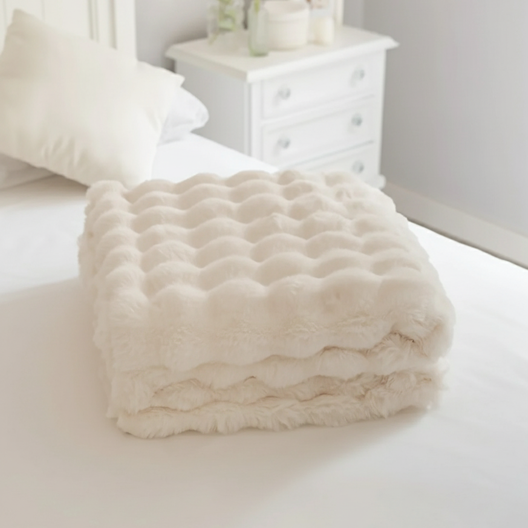 Manta Karen Flamingueo Branca – Efeito Bubble  1