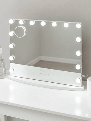 Espelho LED Maquilhagem Flamingueo Branco – 3 Tons de Luz