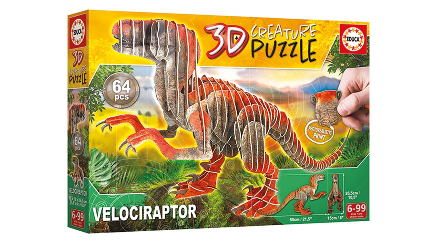 EDUCA 3D CREATURE PUZZLE VELOCIRAPTOR 2