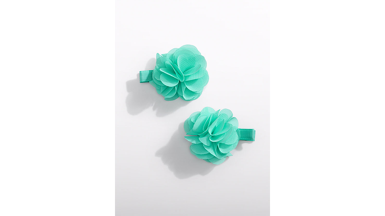 SET GANCHOS CABELO FLOR GASA 11