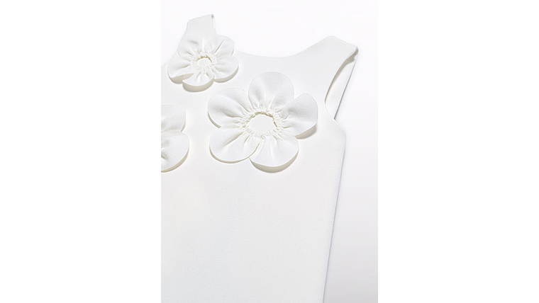 VESTIDO CREPE FLORES 3D 3