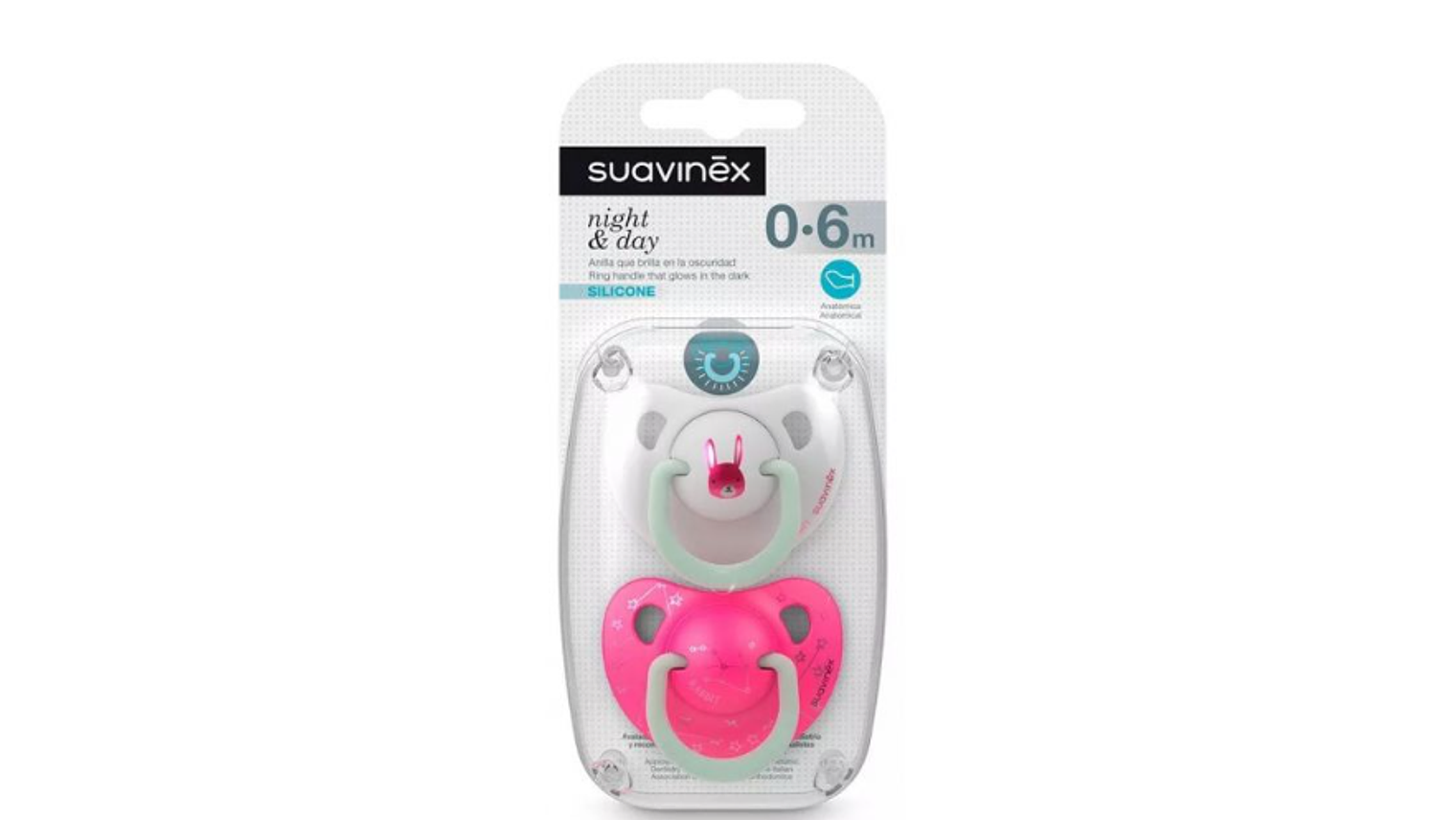 CHUPETA SUAVINEX SILICONE ANATÓMICA NIGHT 0-6M 1