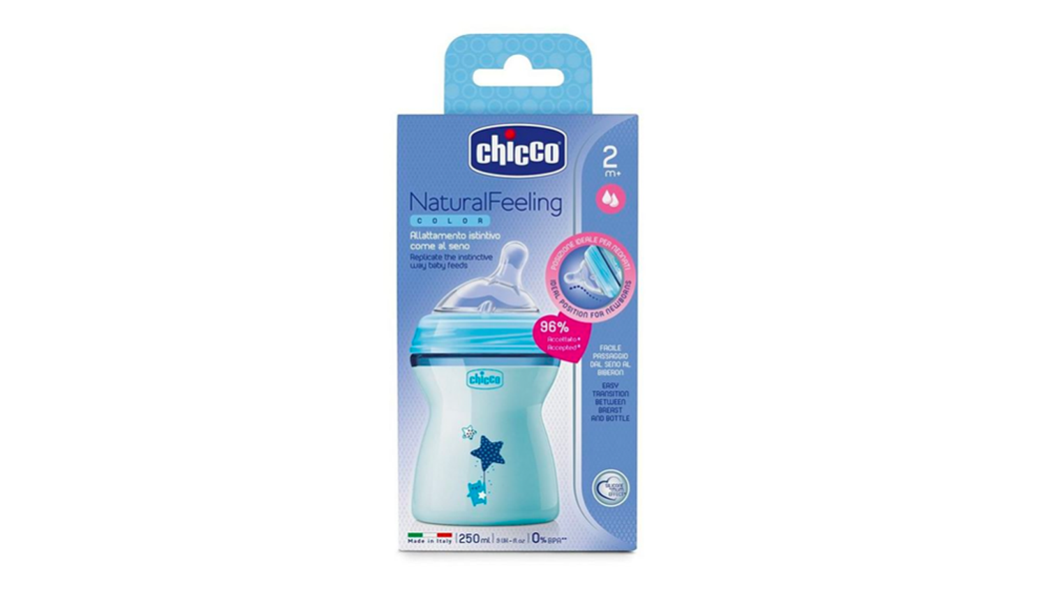 BIBERÃO CHICCO NATURAL FEELING 250ML 2+ 2