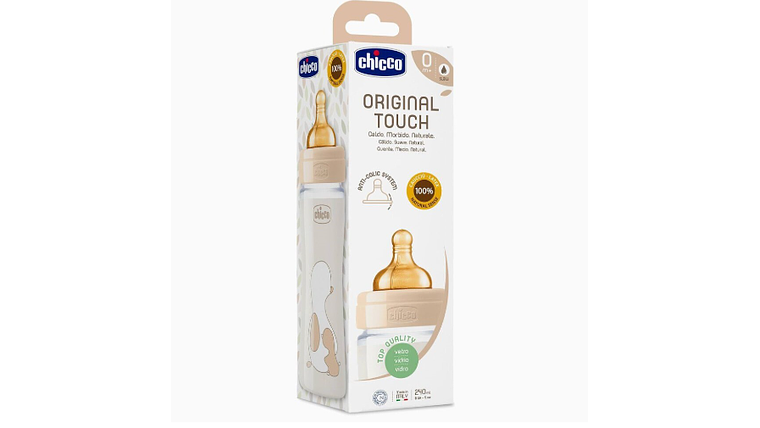 BIBERÃO CHICCO VIDRO LATEX 240ml 0+ 2