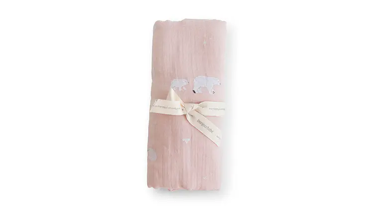 MUSELINA BAMBU-ALGODAO POLARIS ROSA 120 x 120cm 1